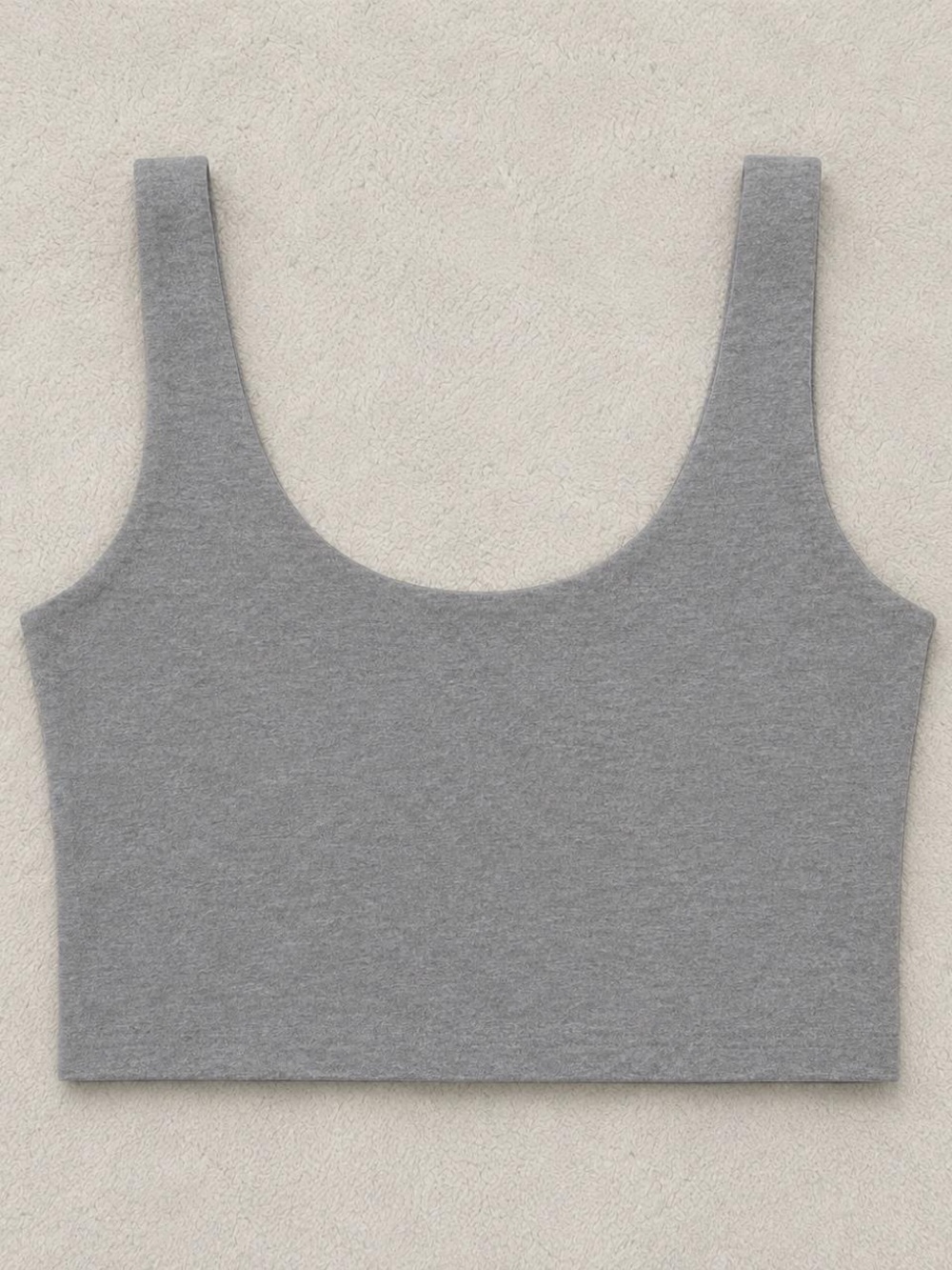Gray Scoop Neck Cropped Tank Top